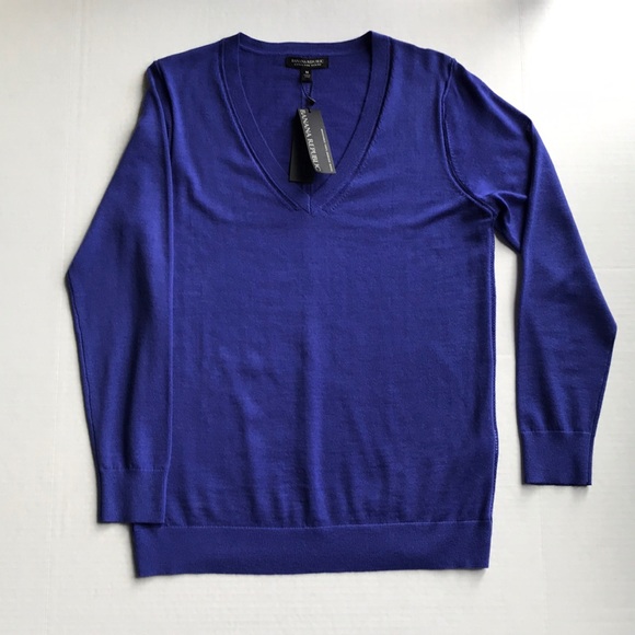 Banana Republic Sweaters - NWT Ban. Rep. Royal Blue Merino Wool V-Neck Sz M